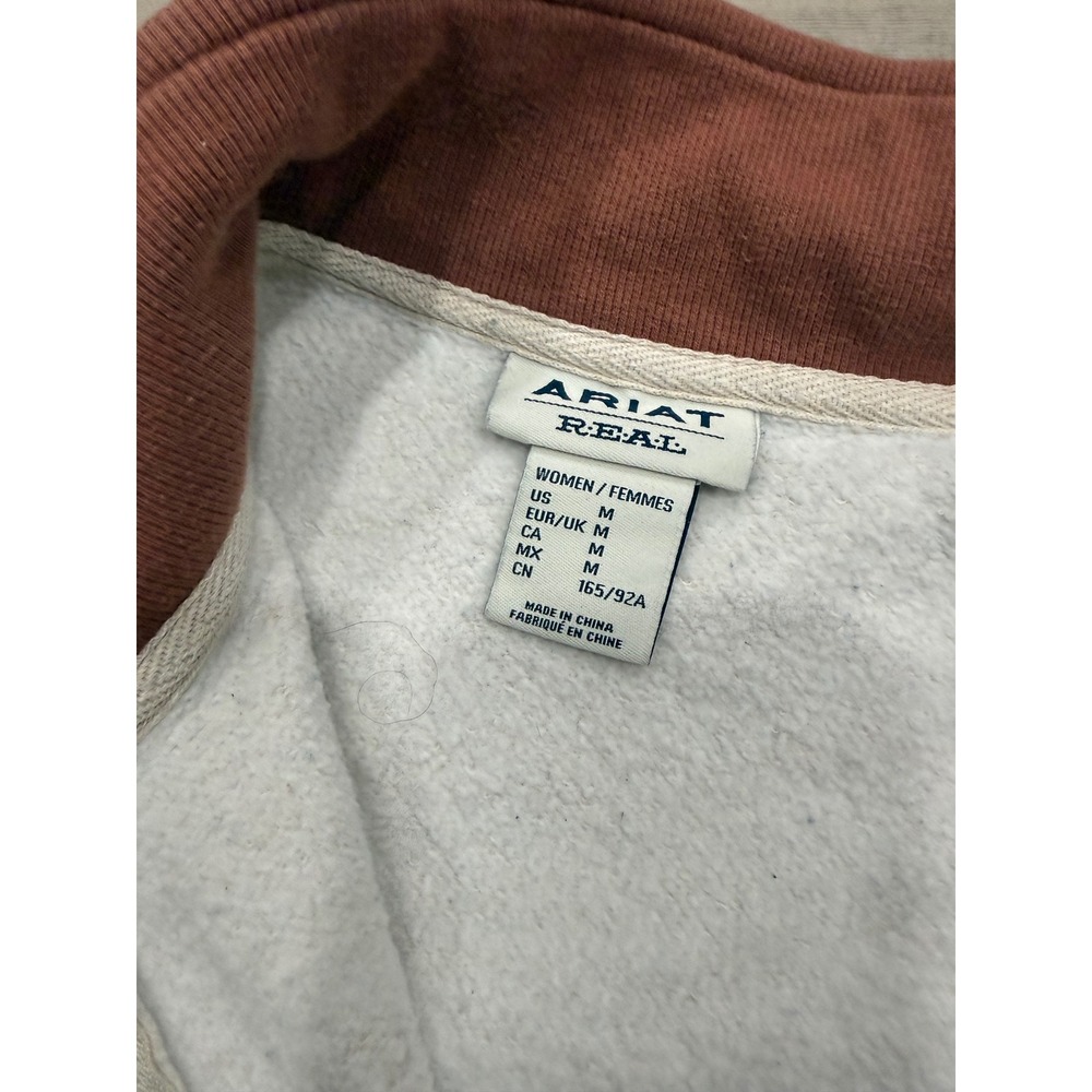 Ariat Real Womens Quarter Zip Sweatshirt Wild Horse Desert Oatmeal Size M - Picture 4 of 9